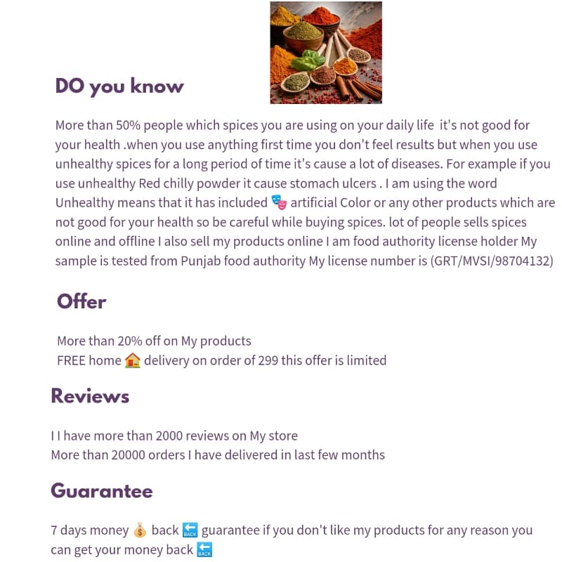 Sabut Garam Masala 200 grams Detail In Description