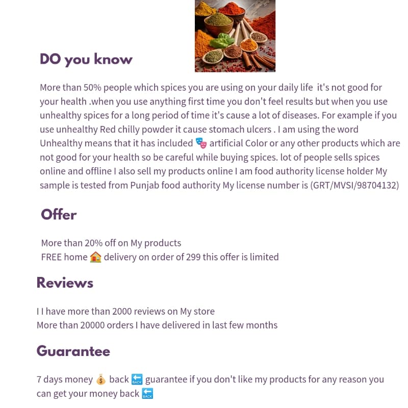 Sabut Garam Masala 500 grams Detail In Description