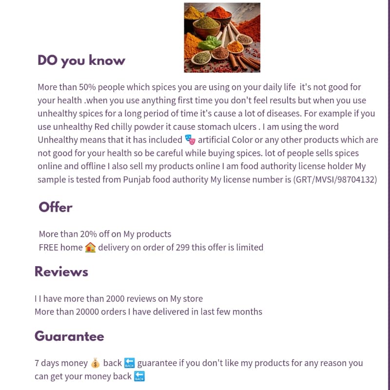 Red chilly powder 1 kg Free Home Delivery